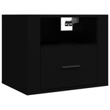 Wall-mounted Bedside Cabinet Black 50x36x40 cm - Front View