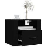 Wall-mounted Bedside Cabinet Black 50x36x40 cm - Top-Down View
