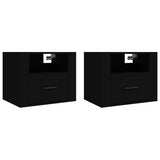 Wall-mounted Bedside Cabinets 2 pcs Black 50x36x40 cm - Front View