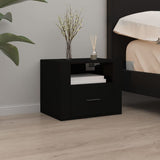 Wall-mounted Bedside Cabinets 2 pcs Black 50x36x40 cm - Side View