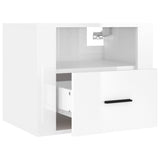 Wall-mounted Bedside Cabinet High Gloss White 50x36x40 cm - Rear View