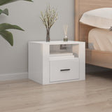 Wall-mounted Bedside Cabinets 2 pcs High Gloss White 50x36x40cm - Side View