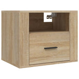 Wall-mounted Bedside Cabinet Sonoma Oak 50x36x40 cm - Front View