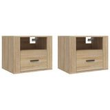 Wall-mounted Bedside Cabinets 2 pcs Sonoma Oak 50x36x40 cm - Front View