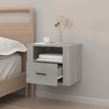 Wall-mounted Bedside Cabinet Concrete Grey 50x36x40 cm - Side View