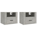 Wall-mounted Bedside Cabinets 2 pcs Concrete Grey 50x36x40 cm - Front View