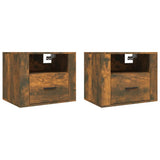 Wall-mounted Bedside Cabinets 2 pcs Smoked Oak 50x36x40 cm - Front View