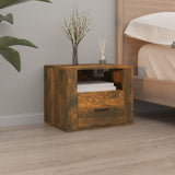 Wall-mounted Bedside Cabinets 2 pcs Smoked Oak 50x36x40 cm - Side View