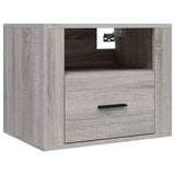 Wall-mounted Bedside Cabinet Grey Sonoma 50x36x40 cm - Front View