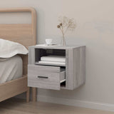 Wall-mounted Bedside Cabinet Grey Sonoma 50x36x40 cm - Side View