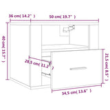 Wall-mounted Bedside Cabinet Grey Sonoma 50x36x40 cm - Extra Image