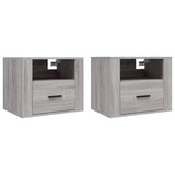 Wall-mounted Bedside Cabinets 2 pcs Grey Sonoma 50x36x40 cm - Front View