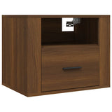 Wall-mounted Bedside Cabinet Brown Oak 50x36x40 cm - Front View