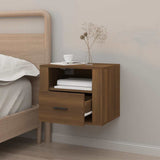 Wall-mounted Bedside Cabinet Brown Oak 50x36x40 cm - Side View