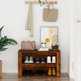 Shoe Rack Smoked Oak 75x35x45 cm Engineered Wood - Side View