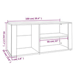 Shoe Cabinet High Gloss White 100x35x45 cm Engineered Wood - Low Angle