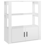Sideboard High Gloss White 80x30x90 cm Engineered Wood - Front View