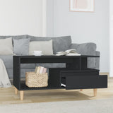 Coffee Table Black 90x49x45 cm Engineered Wood - Side View