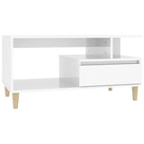 Coffee Table High Gloss White 90x49x45 cm Engineered Wood - Front View