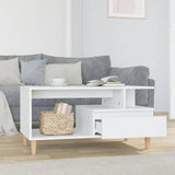 Coffee Table High Gloss White 90x49x45 cm Engineered Wood - Side View