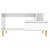 Coffee Table High Gloss White 90x49x45 cm Engineered Wood - 45-Degree Angle