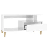Coffee Table High Gloss White 90x49x45 cm Engineered Wood - Rear View
