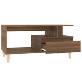 Coffee Table Brown Oak 90x49x45 cm Engineered Wood - Rear View