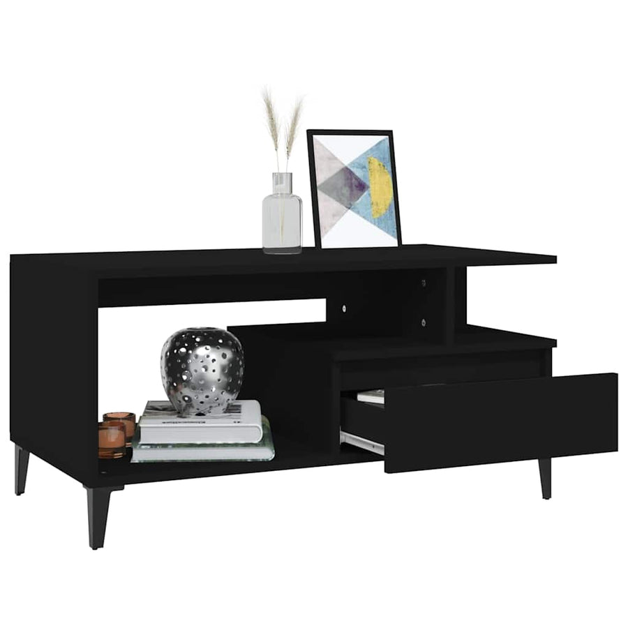 Coffee Table Black 90x49x45 cm Engineered Wood