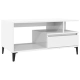Coffee Table  High Gloss White 90x49x45 cm Engineered Wood - Front View