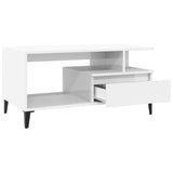 Coffee Table  High Gloss White 90x49x45 cm Engineered Wood - Rear View
