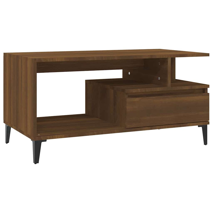 Coffee Table Brown Oak 90x49x45 cm Engineered Wood