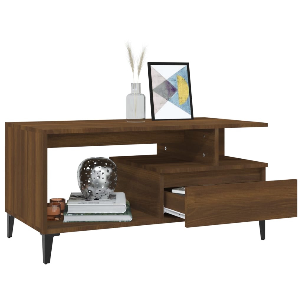 Coffee Table Brown Oak 90x49x45 cm Engineered Wood