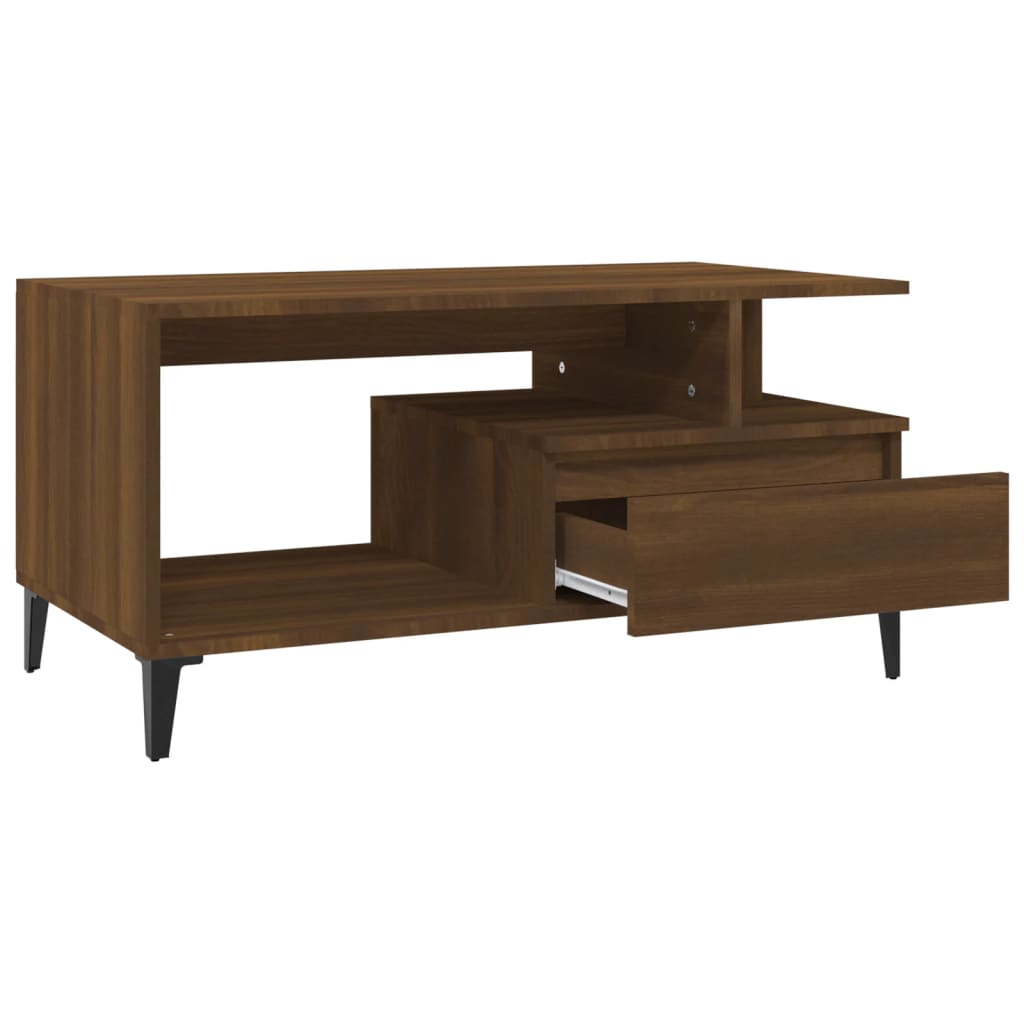 Coffee Table Brown Oak 90x49x45 cm Engineered Wood