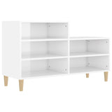 Shoe Cabinet High Gloss White 102x36x60 cm Engineered Wood - Front View
