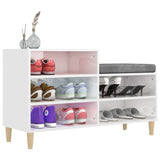 Shoe Cabinet High Gloss White 102x36x60 cm Engineered Wood - Top-Down View