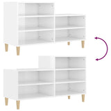 Shoe Cabinet High Gloss White 102x36x60 cm Engineered Wood - Close-Up Angle