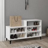 Shoe Cabinet White 102x36x60 cm Engineered Wood - Rear View