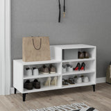 Shoe Cabinet High Gloss White 102x36x60 cm Engineered Wood - Rear View