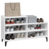 Shoe Cabinet High Gloss White 102x36x60 cm Engineered Wood - Close-Up Angle
