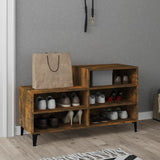 Shoe Cabinet Smoked Oak 102x36x60 cm Engineered Wood - Rear View