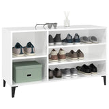 Shoe Cabinet High Gloss White 102x36x60 cm Engineered Wood - Top-Down View