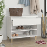 Shoe Cabinet White 70x36x60 cm Engineered Wood - Side View