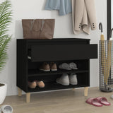 Shoe Cabinet Black 70x36x60 cm Engineered Wood - Side View