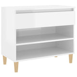 Shoe Cabinet High Gloss White 70x36x60 cm Engineered Wood - Front View