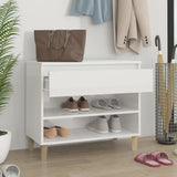 Shoe Cabinet High Gloss White 70x36x60 cm Engineered Wood - Side View