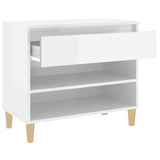 Shoe Cabinet High Gloss White 70x36x60 cm Engineered Wood - Close-Up Angle