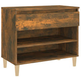 Shoe Cabinet Smoked Oak 70x36x60 cm Engineered Wood - Front View