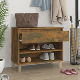 Shoe Cabinet Smoked Oak 70x36x60 cm Engineered Wood - Side View