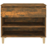 Shoe Cabinet Smoked Oak 70x36x60 cm Engineered Wood - Rear View