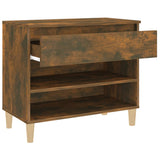 Shoe Cabinet Smoked Oak 70x36x60 cm Engineered Wood - Close-Up Angle